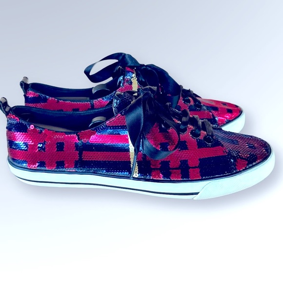 COACH WOMENS PLAID SHOES SNEAKERS WILLA TARTAN SEQUINS SZ 8.5 - Picture 2 of 14